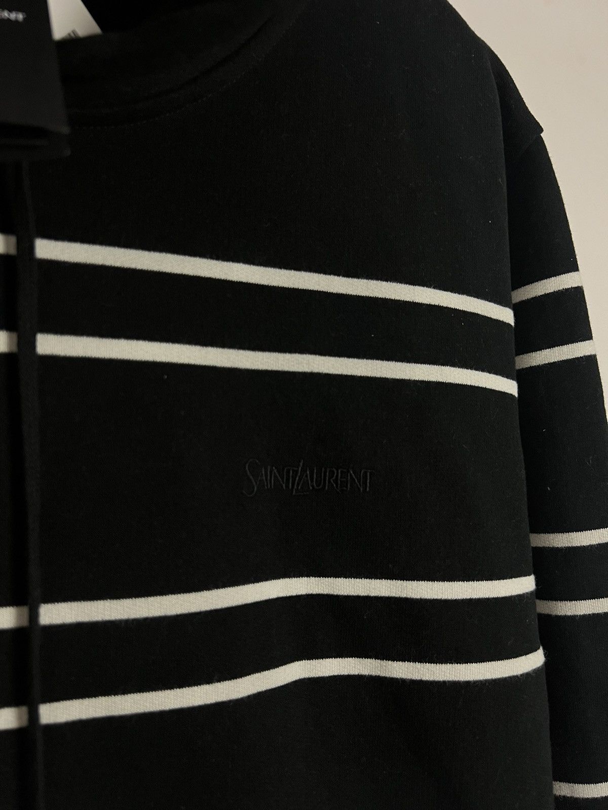 Designer × Saint Laurent Paris × Yves Saint Laurent Saint Laurent Striped Cotton Hoodie Size US L / EU 52-54 / 3 - 7 Thumbnail