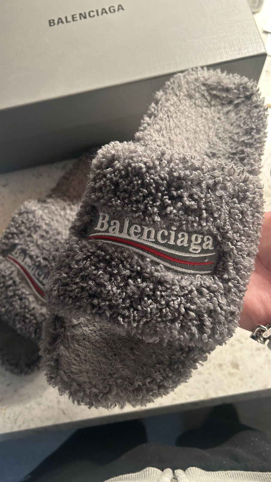 Balenciaga Balenciaga Grey Fur Slide Size US 11 / EU 44 - 2 Thumbnail