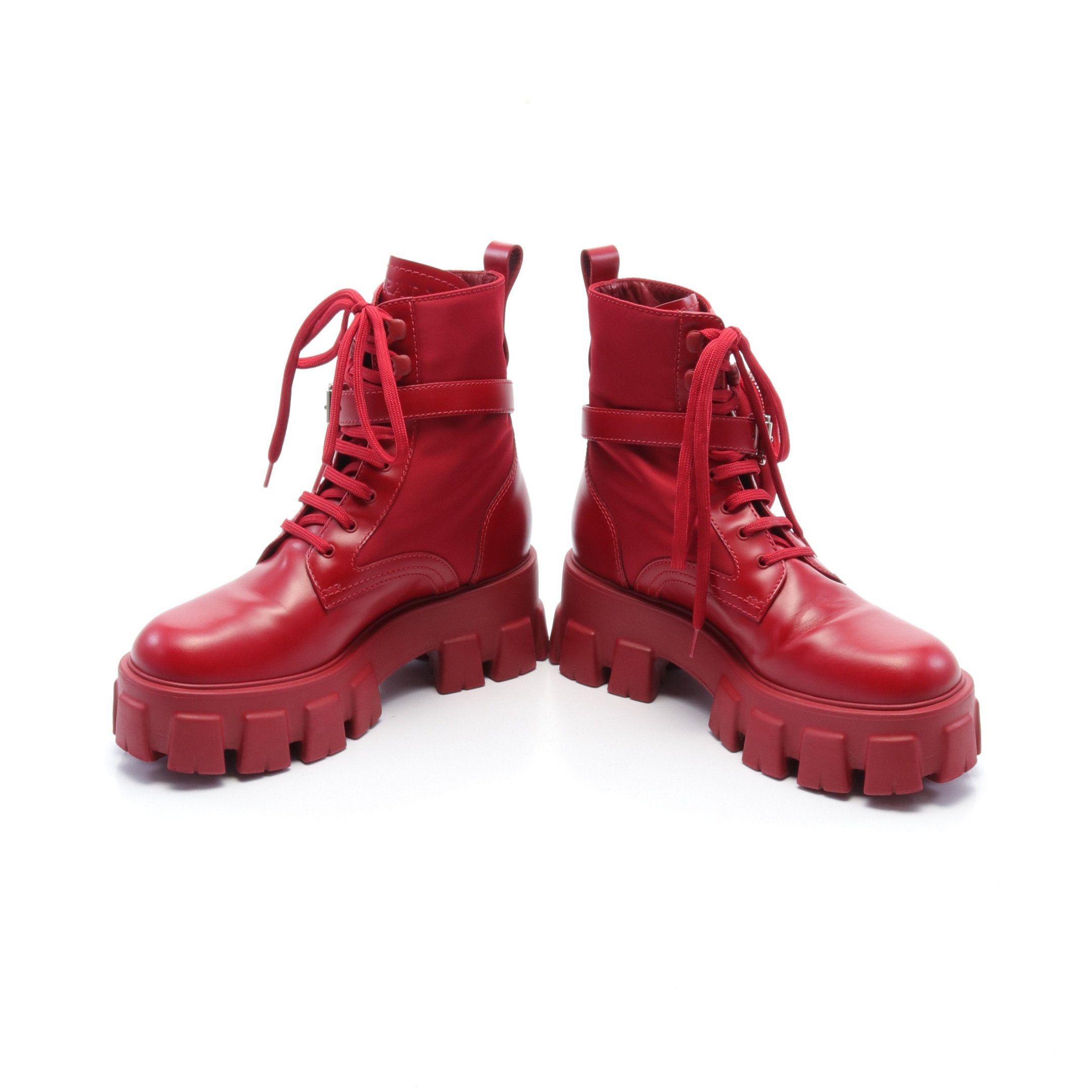 Prada Prada boots with box in red nylon and leather Size ONE SIZE - 3 Thumbnail