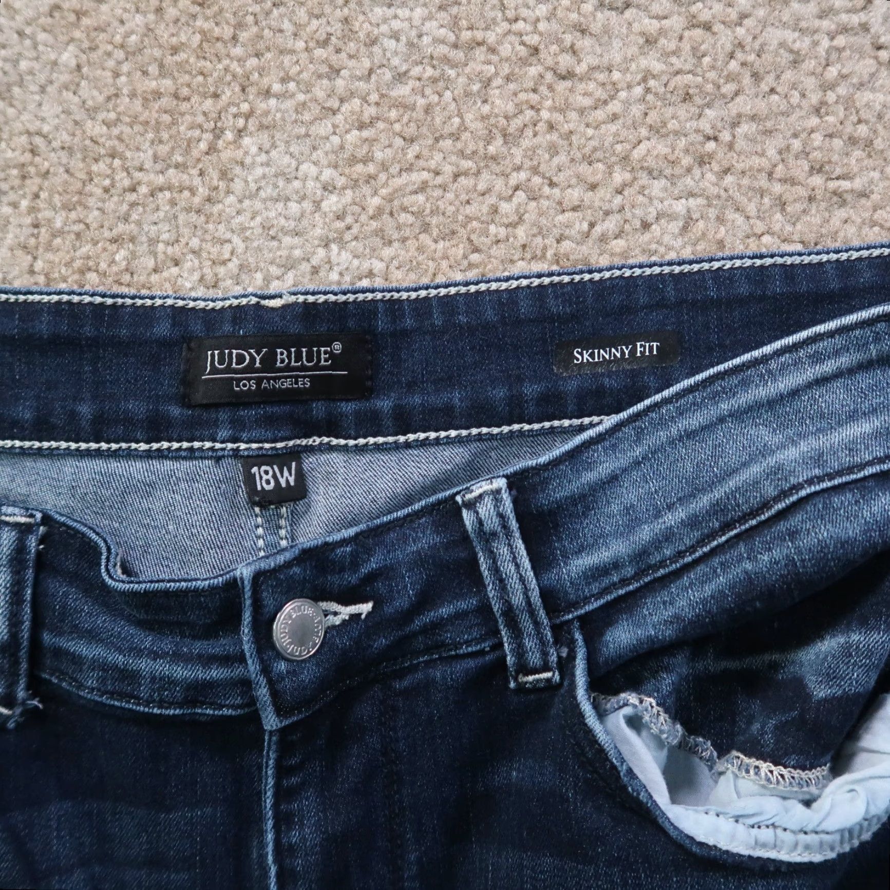 Denime Judy Blue Skinny Fit Jeans Women's 18w Blue Stretch Denim Mid Rise Size 40" / US 18 - 3 Thumbnail