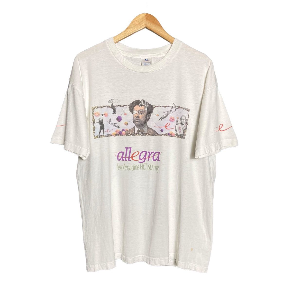 image of 90's Allegra Hoechst Marion Roussel Art Tee in White, Men's (Size Large)