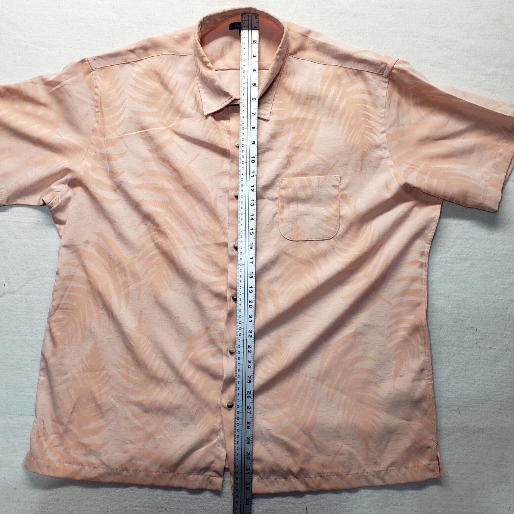 Van Heusen Van Heusen Shirt Men 2XL Pink Hawaiian Button-Up Short Sleeve Collared 18 18.5 Adult Regular Size US XXL / EU 58 / 5 - 6 Thumbnail
