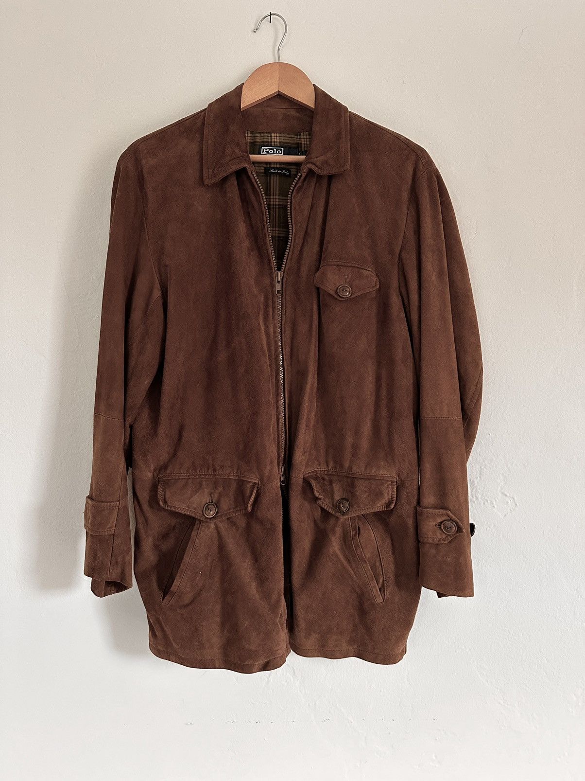 Image of Polo Ralph Lauren Ralph Laurent Snuff Suede Safari Jacket in Brown, Men's (Size Small)