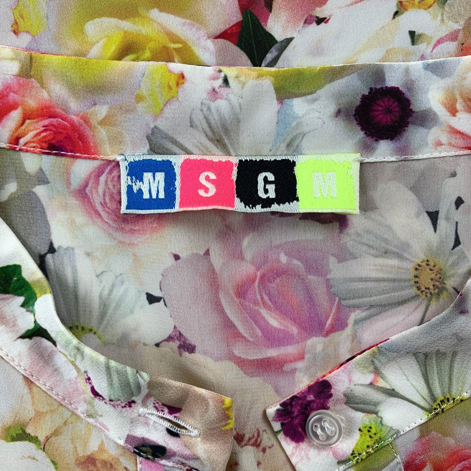 MSGM MSGM Size M Multi-Color Floral Long Sleeve Shift Dress Size M / US 6-8 / IT 42-44 - 5 Thumbnail
