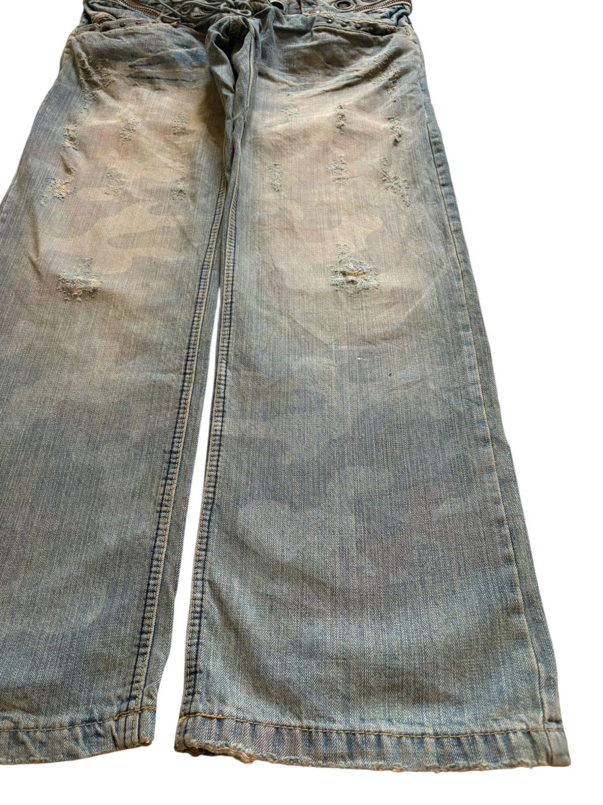 If Six Was Nine Vintage Japanese Brand Double Waist Mud Wash Baggy Jean Size US 33 - 7 Thumbnail