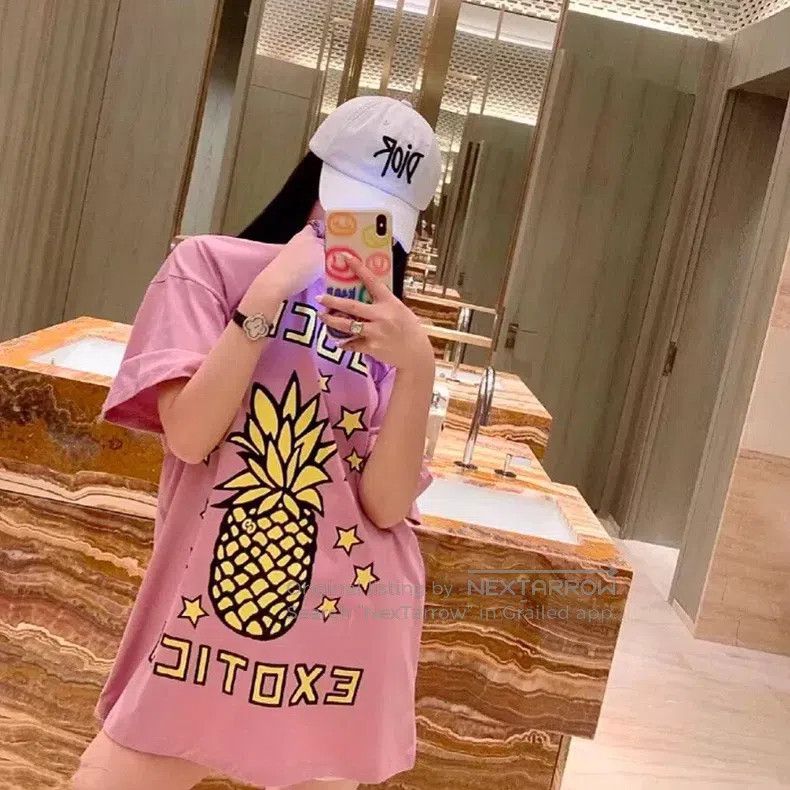 Gucci Gucci Pink pineapple print cotton round-neck short-sleeved Size XXS / US 00 / IT 34 - 9 Thumbnail