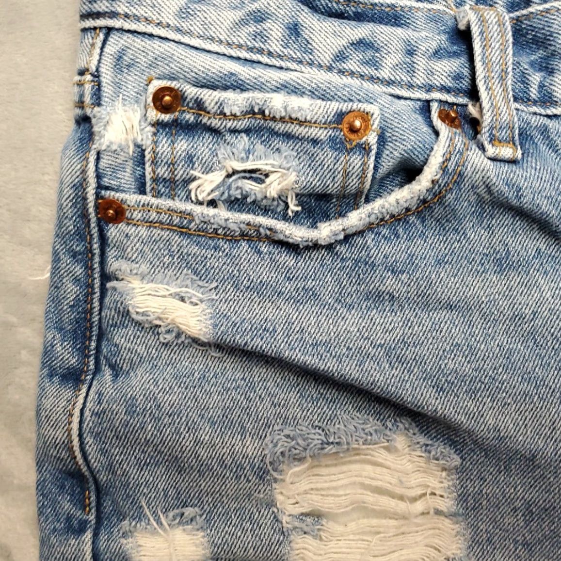 Abercrombie & Fitch Abercrombie & Fitch Shorts Women 29 Blue Denim Booty Biker Y2K Micro Mini Grunge Size 29" - 2 Thumbnail