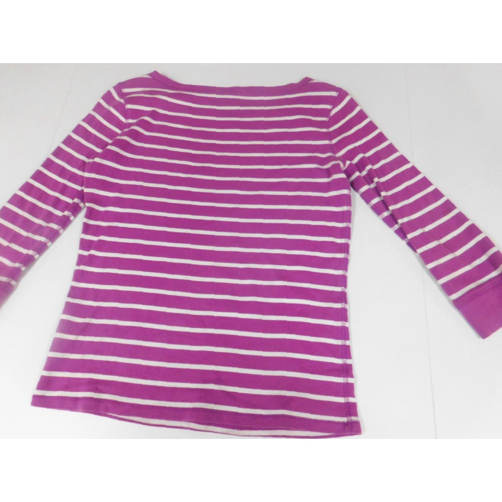 Jones New York Jones New York Blouse Womens Medium purple Striped Pullover Crew Neck Button Casual Shirt Modern Classic Ladies Regular Size M / US 6-8 / IT 42-44 - 7 Thumbnail
