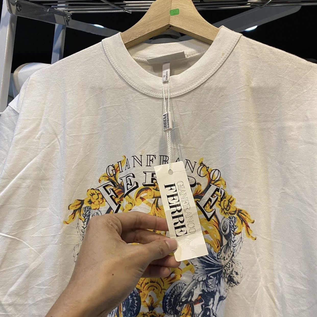 Gianfranco Ferre Vintage 1990s Gianfranco Ferre Affliction Design T-Shirt Size US L / EU 52-54 / 3 - 7 Thumbnail