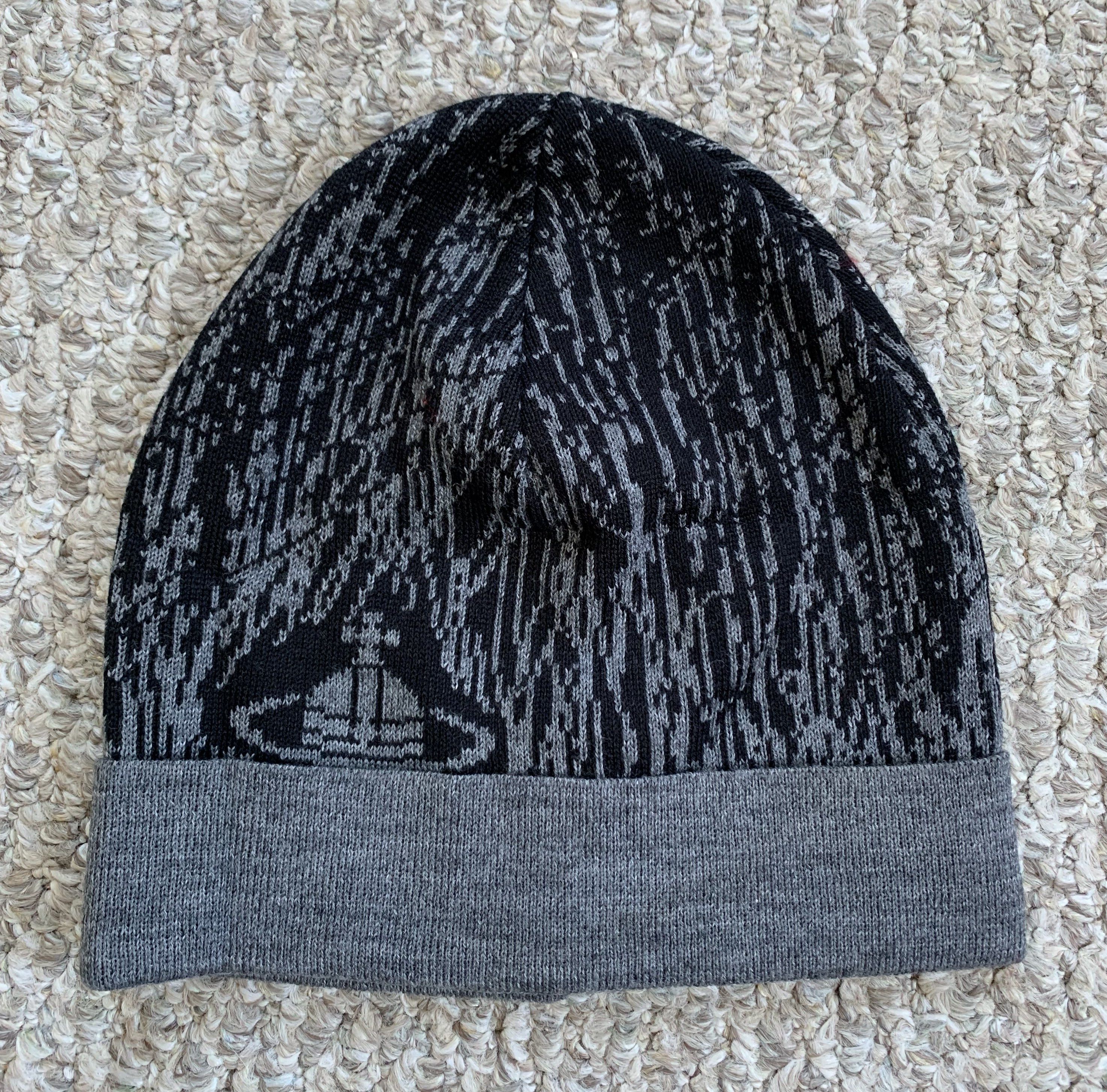 image of Vivienne Westwood Orb Beanie in Gray/Black, Men's