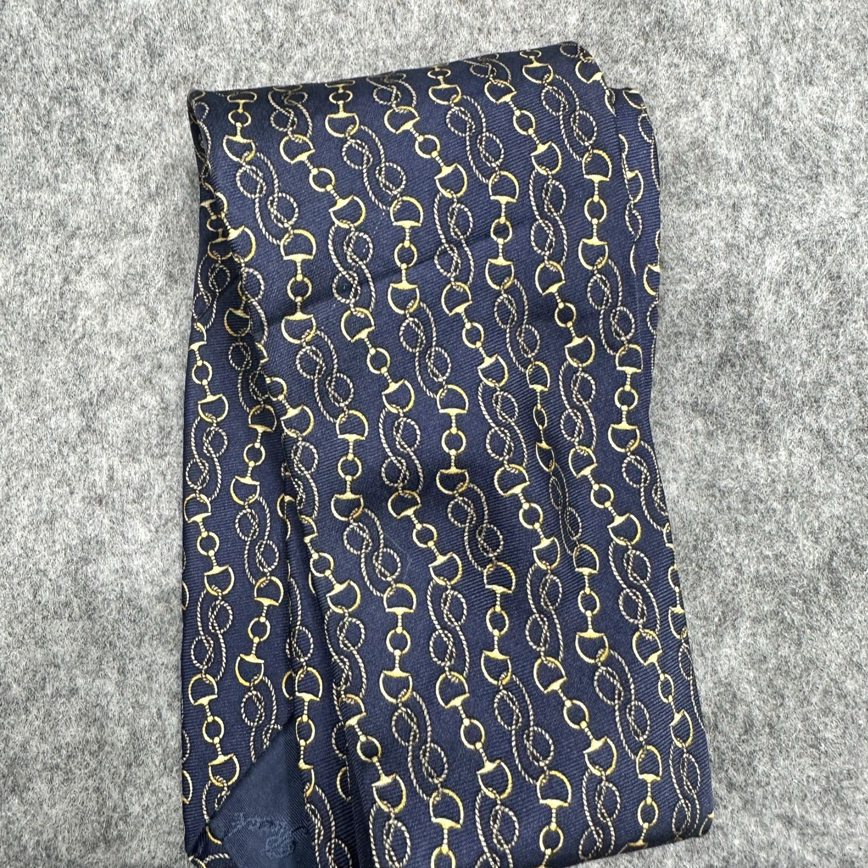 Jockey VINTAGE Beaufort Brand Mens Tie Horsebit Silk Equestrian Italy Geometric Retro 57" Blue Size ONE SIZE - 6 Thumbnail