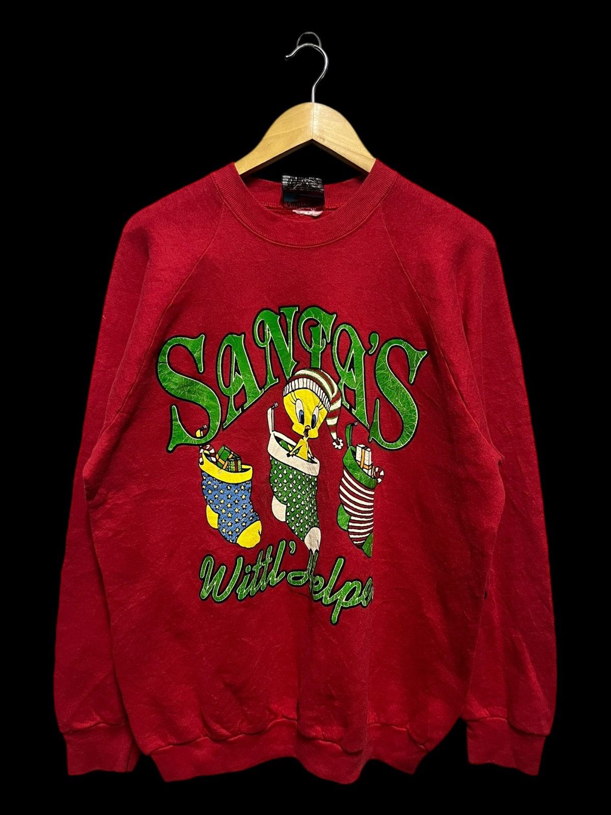 Warner Bros Vintage 90s Looney Tunes Tweety Bird Christmas Sweatshirt Size US XL / EU 56 / 4 - 1 Thumbnail