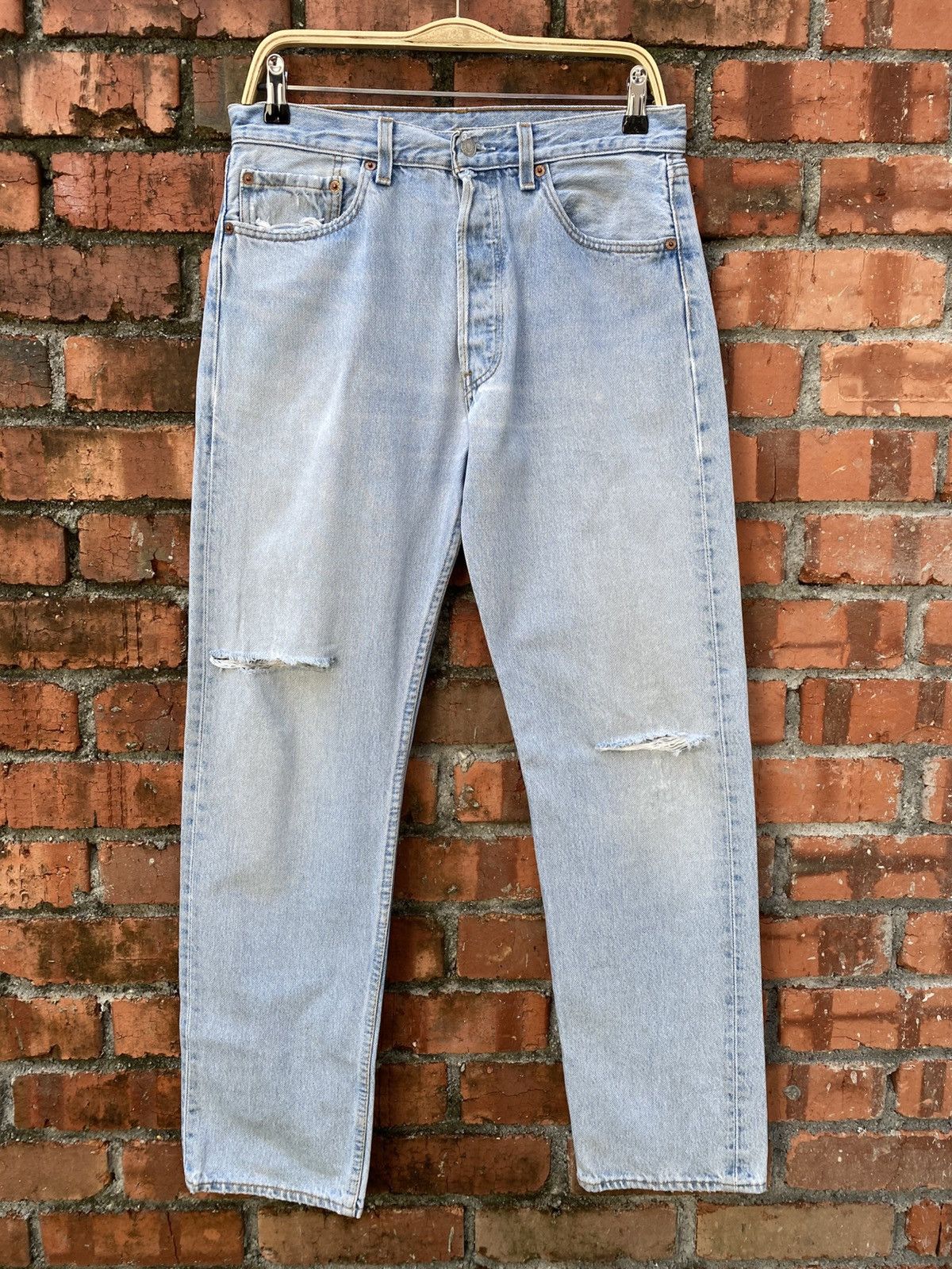 Levi's Vintage Clothing × Vintage W32x31.5 Vinatge levi's 501 made in USA faded 90s distressed Size US 32 / EU 48 - 1 Thumbnail
