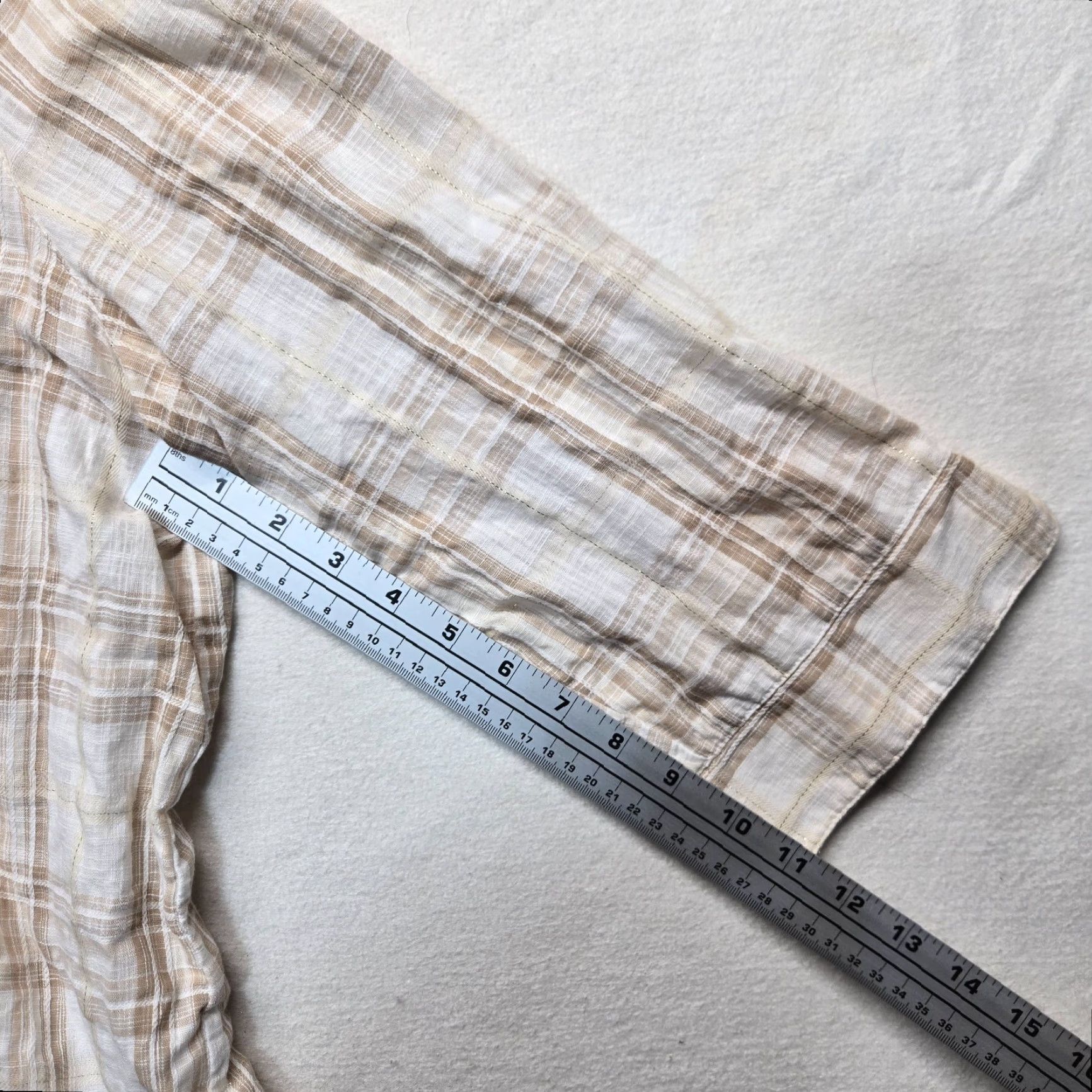 Vintage Alfred Dunner Button Up Shirt Women's 20W Tan Brown Checkard Check 3/4 Sleeve Size 3XL / US 20-22 - 5 Thumbnail