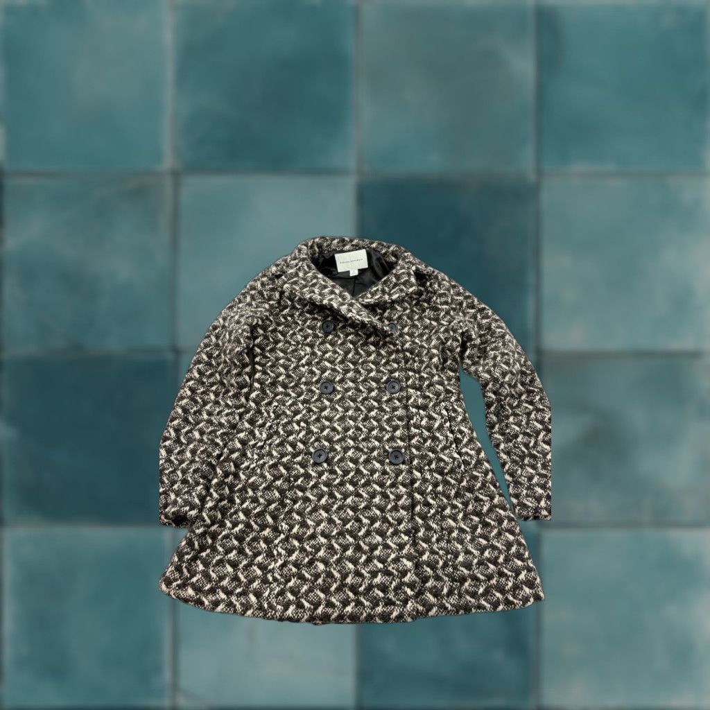 Banana Republic Banana Republic Coat Womens Small Black Wool Tweed Geometric Button Front Size S / US 4 / IT 40 - 1 Thumbnail