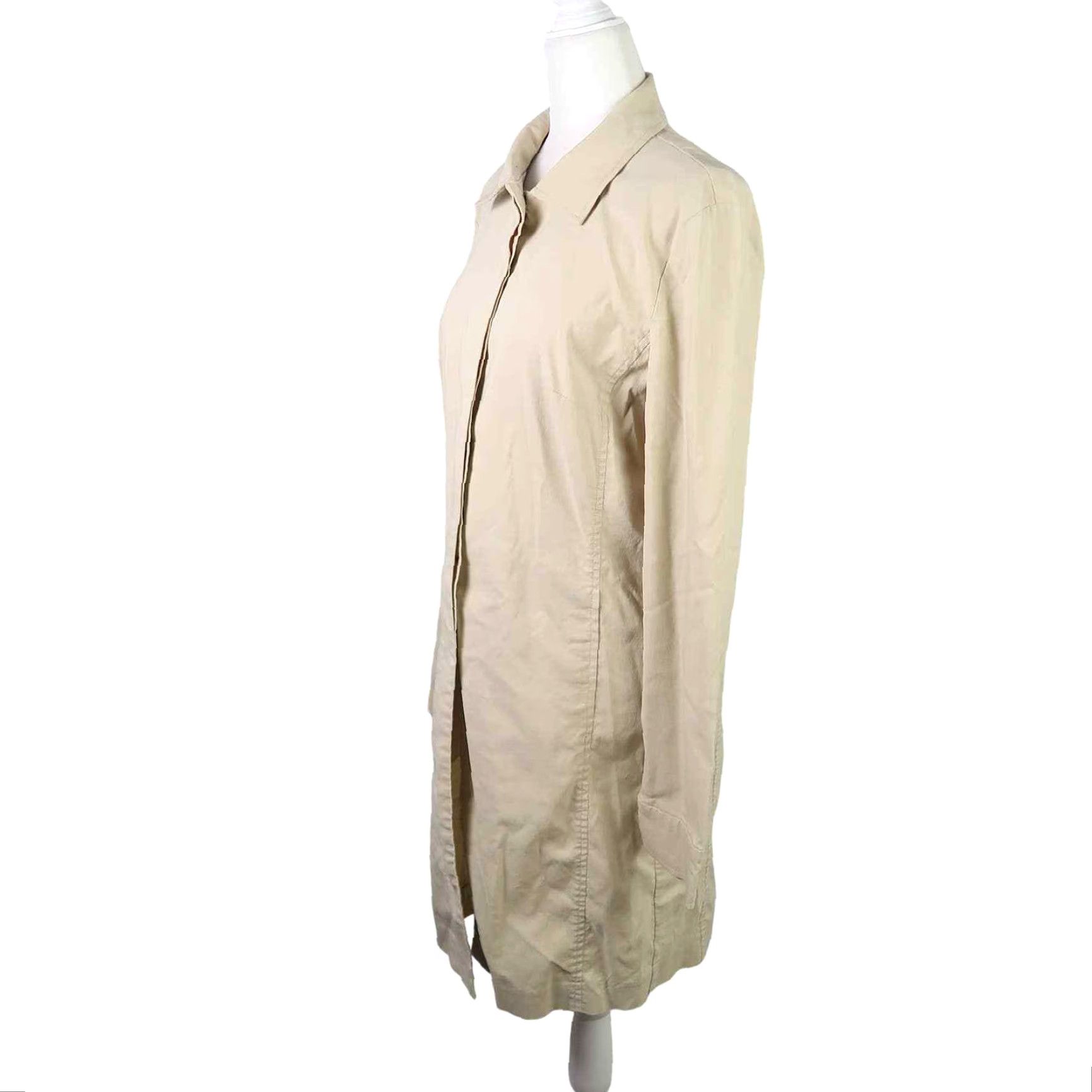 Vintage VINTAGE Frenchi Jacket Women's 90s Khaki Tan Mid-Length Lightweight Nylon Button Front L Size L / US 10 / IT 46 - 3 Thumbnail