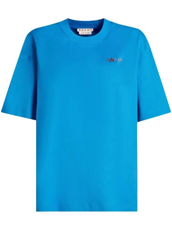 Marni o1y1125 Short Sleeves T-Shirt in Azure Size S / US 4 / IT 40 - 1 Thumbnail