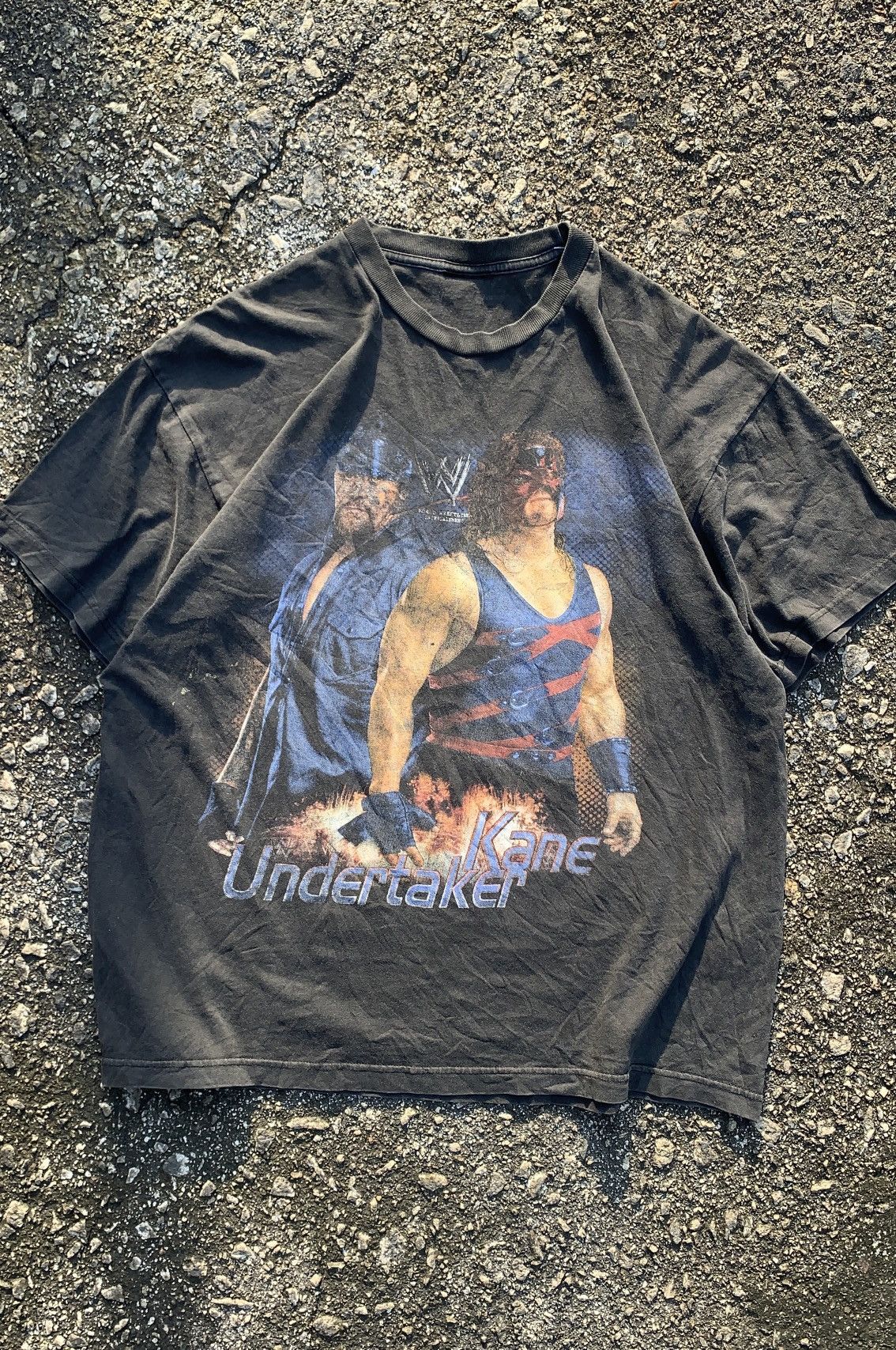 WWE Vintage WWE Kane and Undertaker Sun Faded T Shirt Size US XL / EU 56 / 4 - 8 Thumbnail