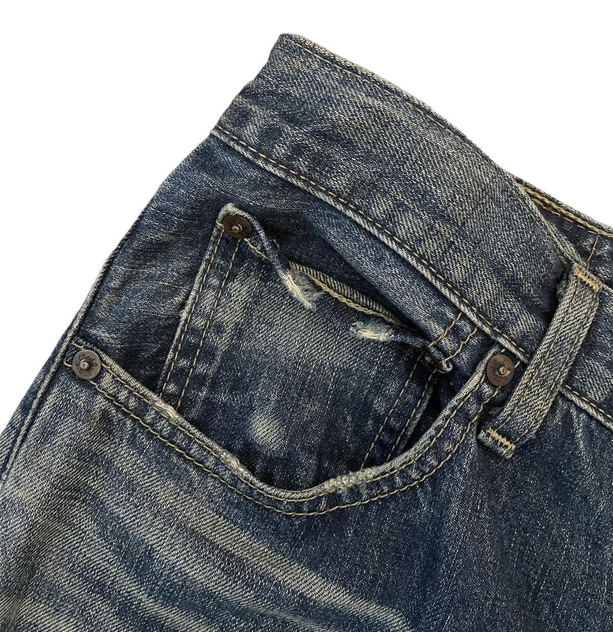 Levi's Levis 503 Mud Wash Rusty Denim Distressed Jeans Vintage Size US 32 / EU 48 - 4 Thumbnail