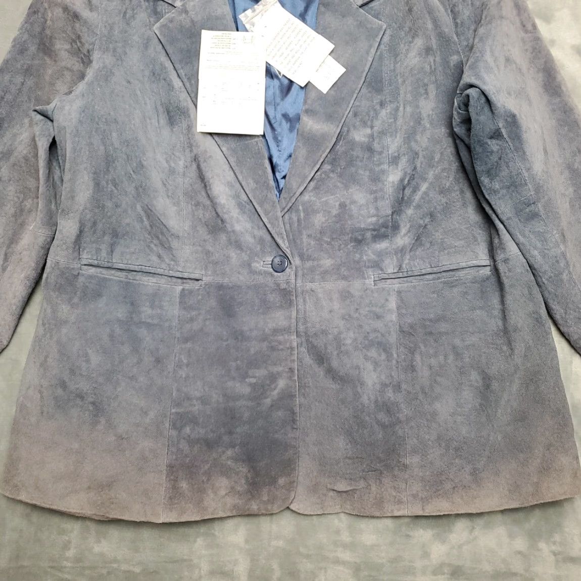 CO VINTAGE Denim Co Blazer Womens 1X Blue Suede Leather Jacket READ Denim Co Blazer Womens 1X Blue Suede Leather Jacket READ Size XL / US 12-14 / IT 48-50 - 2 Thumbnail