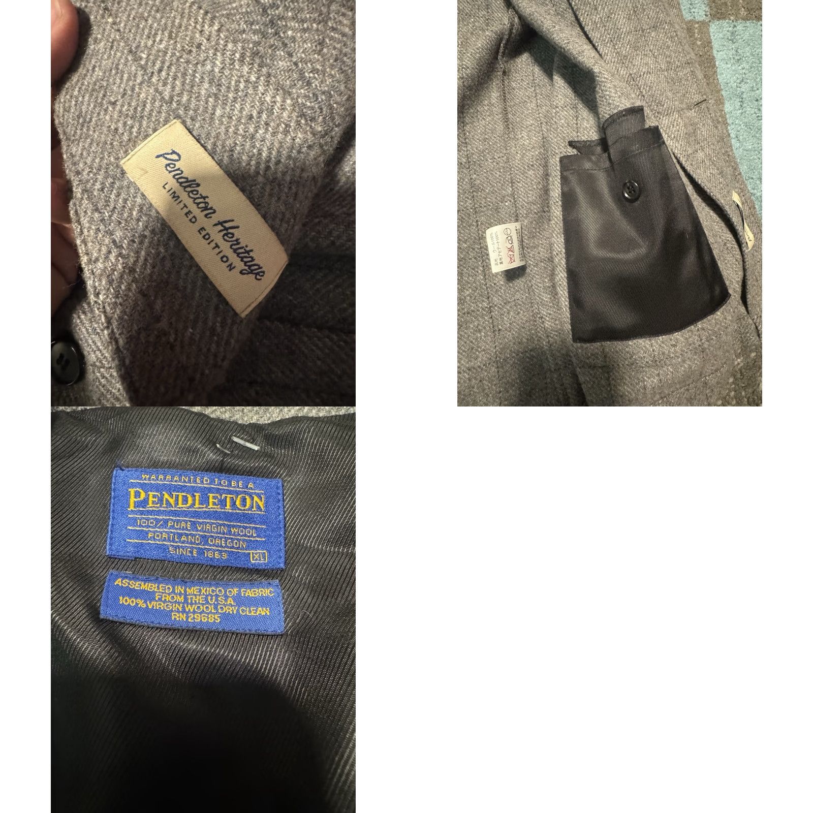 Pendleton VINTAGE Pendleton Heritage Limited Edition Men’s Chore Blazer Gray Plaid Wool XL Size 46R - 10 Thumbnail