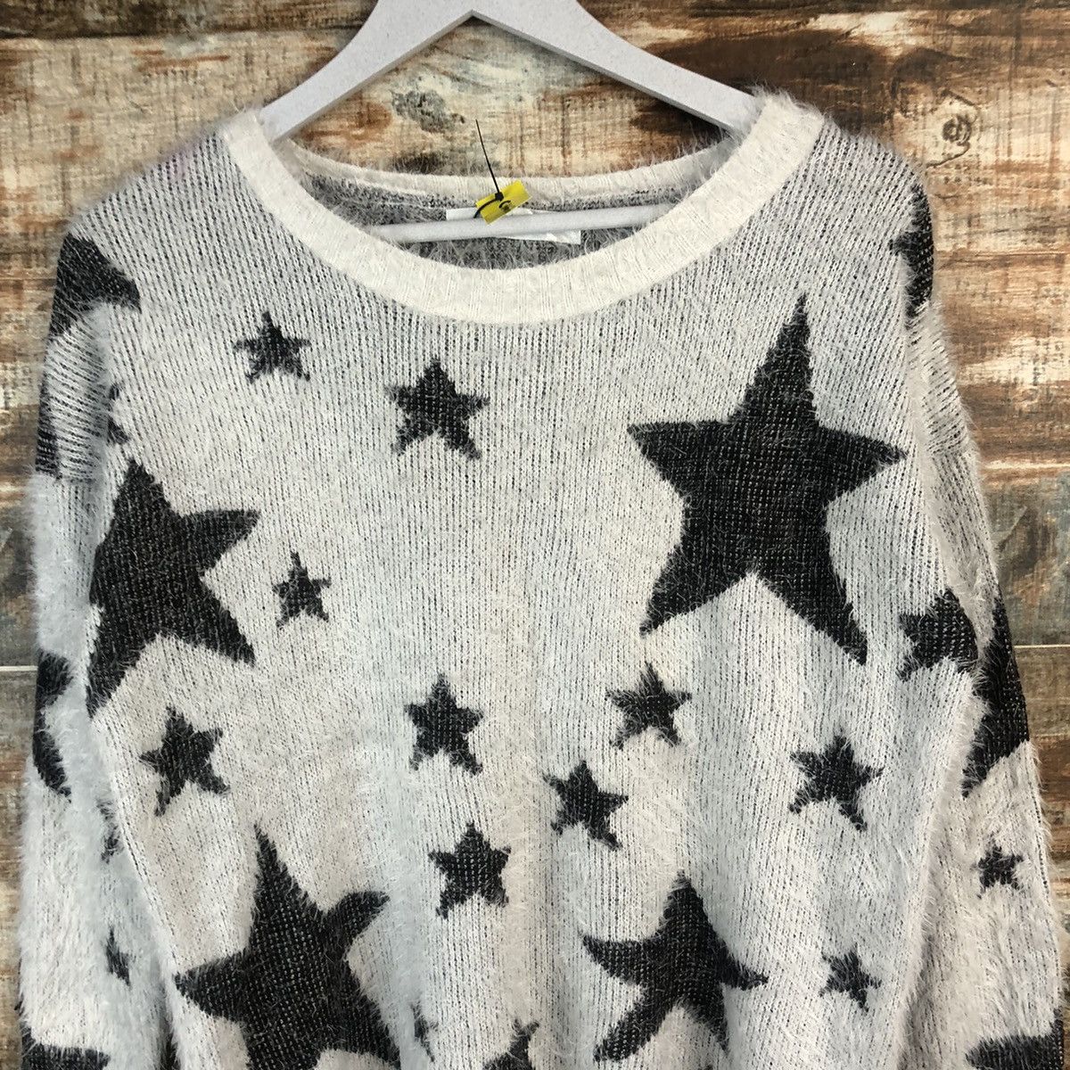 Japanese Brand DL Culots Star White Mohair fur shag Knitwear #C367 Size M / US 6-8 / IT 42-44 - 5 Thumbnail