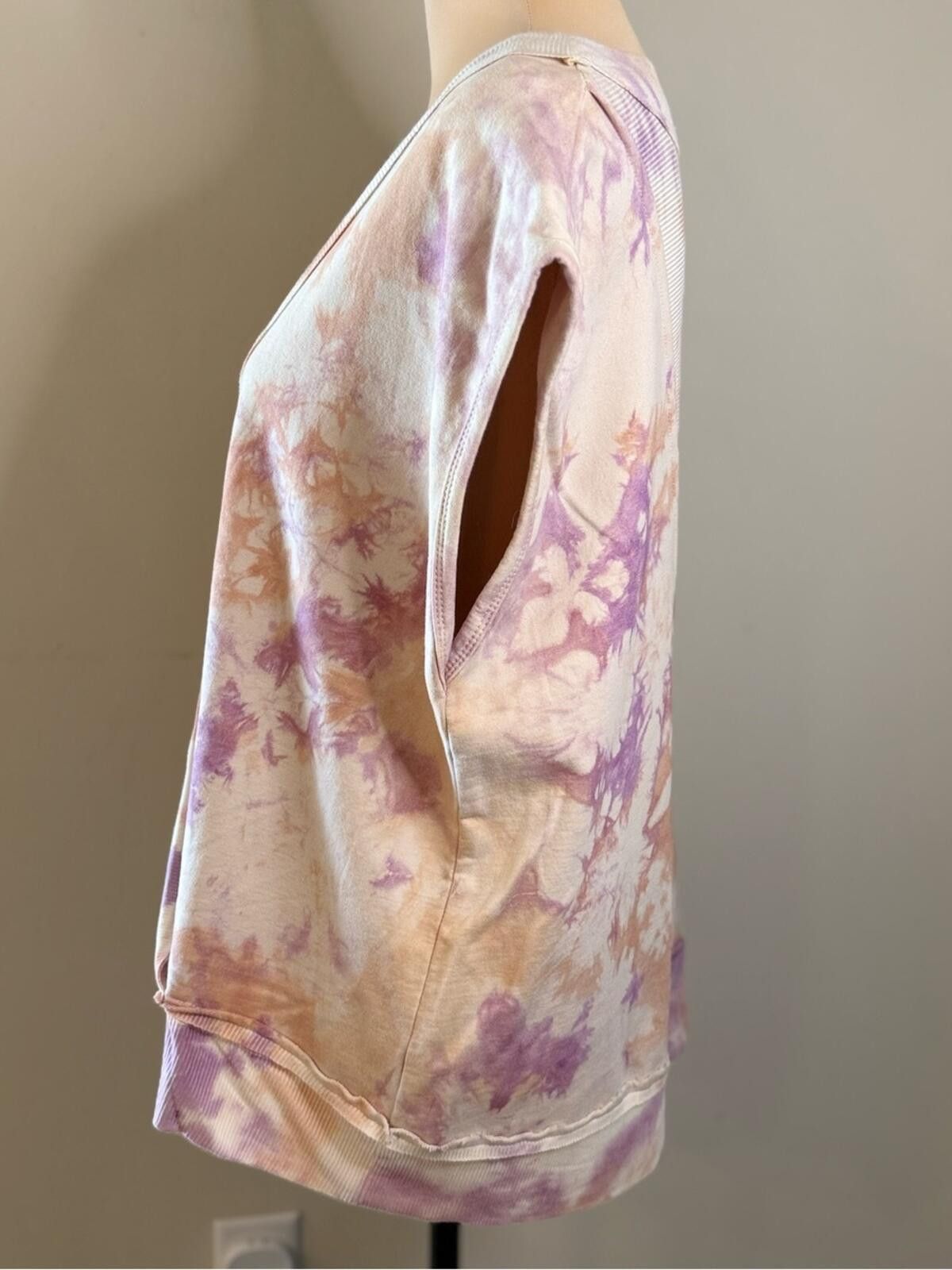 Polo Ralph Lauren POL tie dye sweatshirt V neck capped sleeves pink purple SM Size S / US 4 / IT 40 - 3 Thumbnail