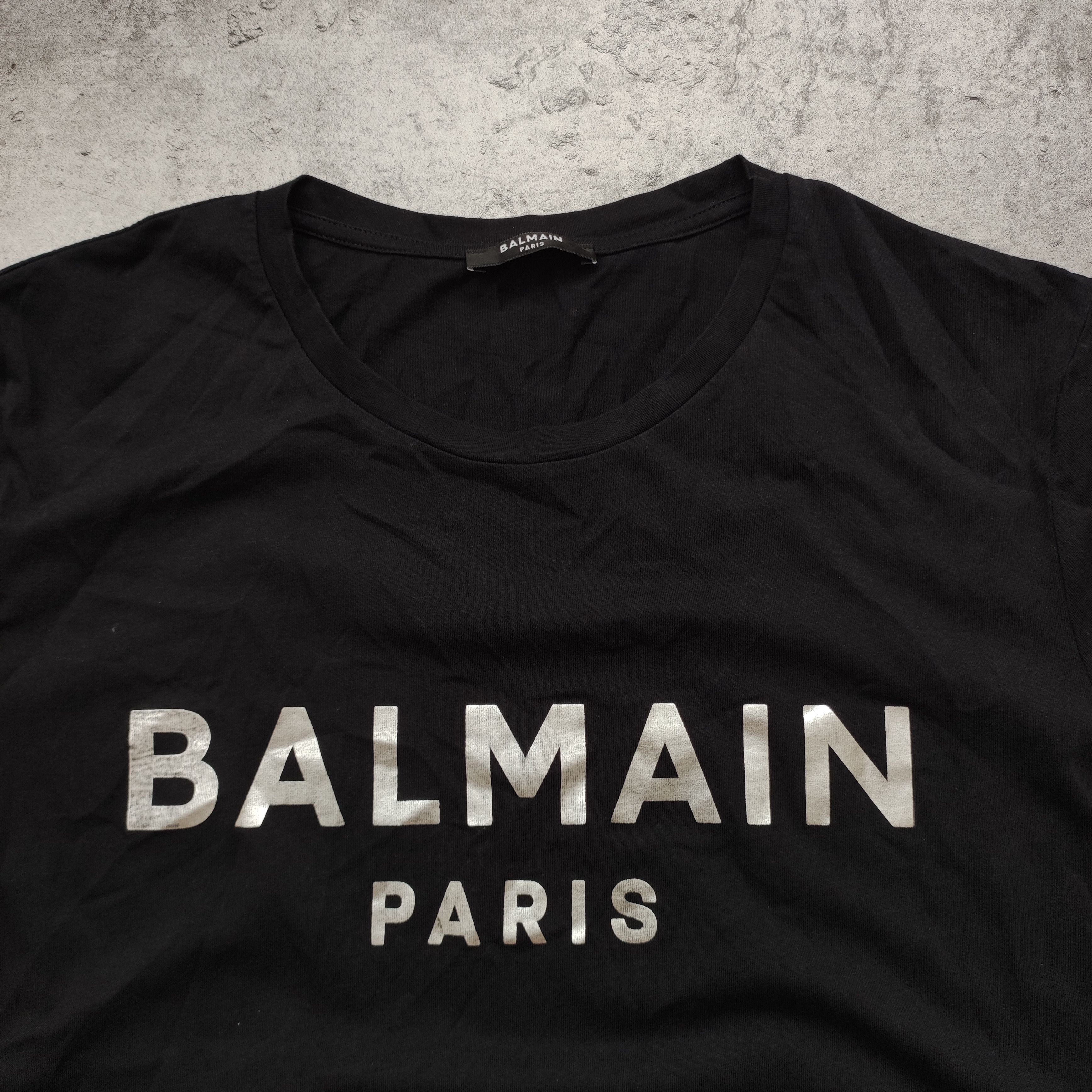 Balmain Balmain Paris Classic Big Logo Holo Black Tshirt Size US L / EU 52-54 / 3 - 5 Thumbnail