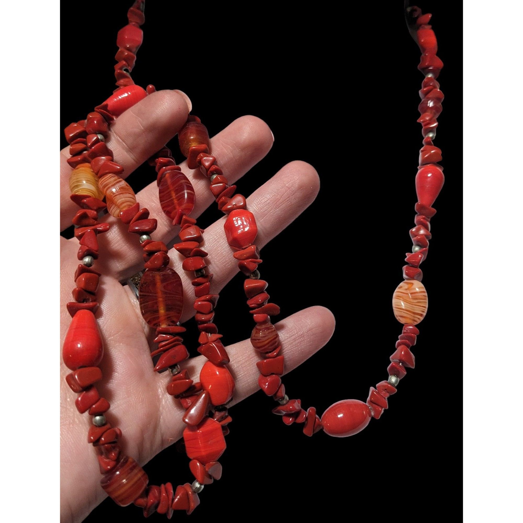Other Red Jasper Chip And Glass Beaded Necklace Size ONE SIZE - 3 Thumbnail