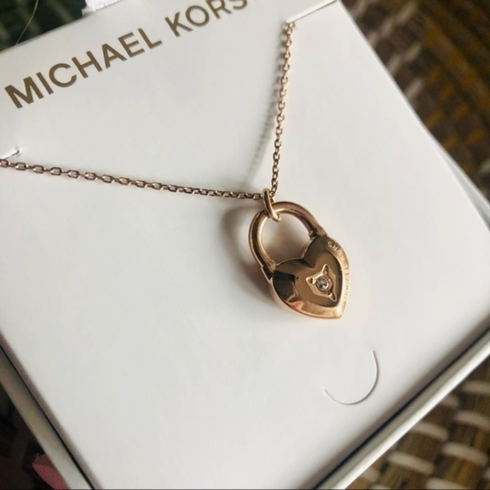 Michael Kors Michael Kors Rose Gold Heart Necklace And Earring Set NWT Size ONE SIZE - 2 Thumbnail