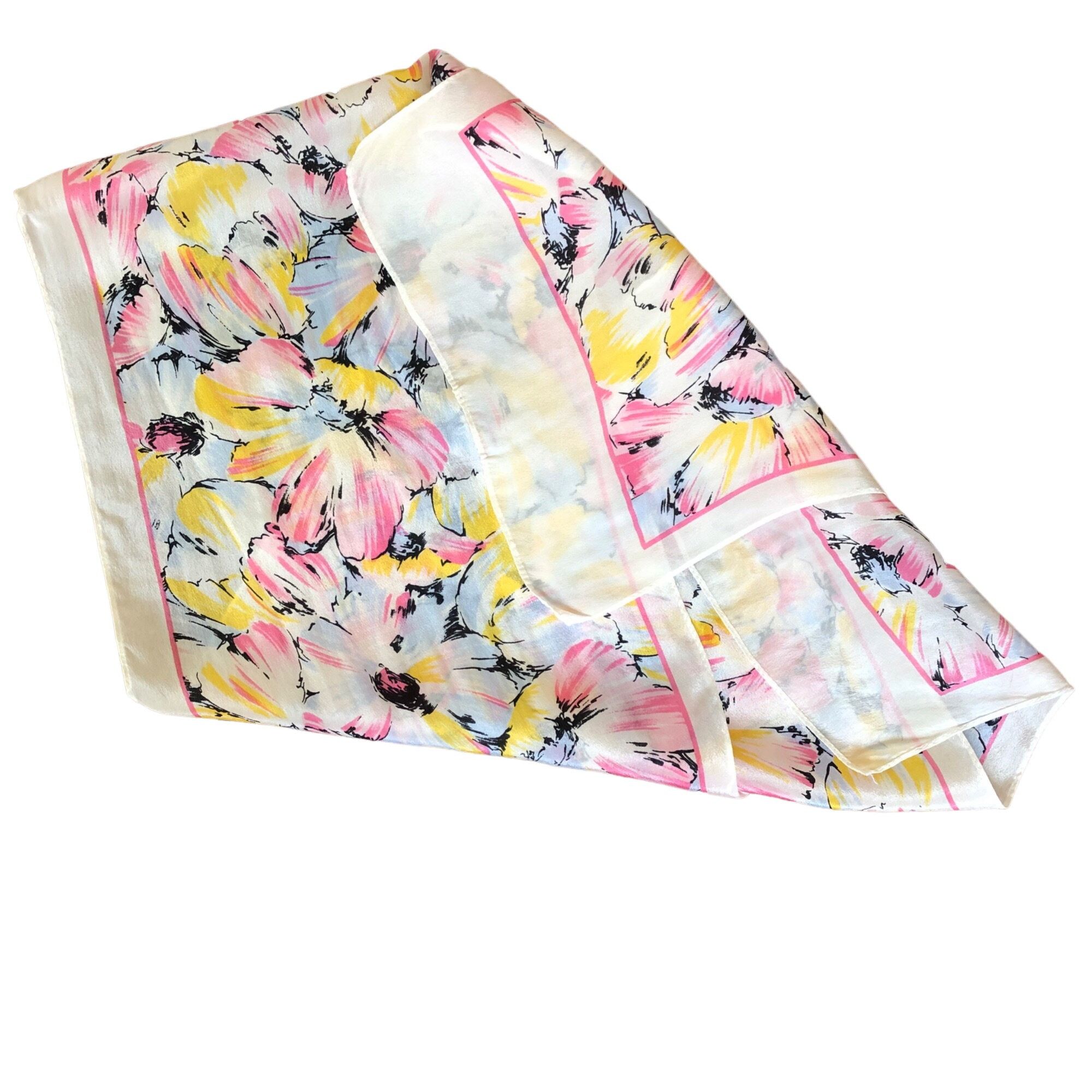 Vintage Vintage Novelty Pastel Painterly Floral Print Twilly Scarf R Size ONE SIZE - 1 Thumbnail