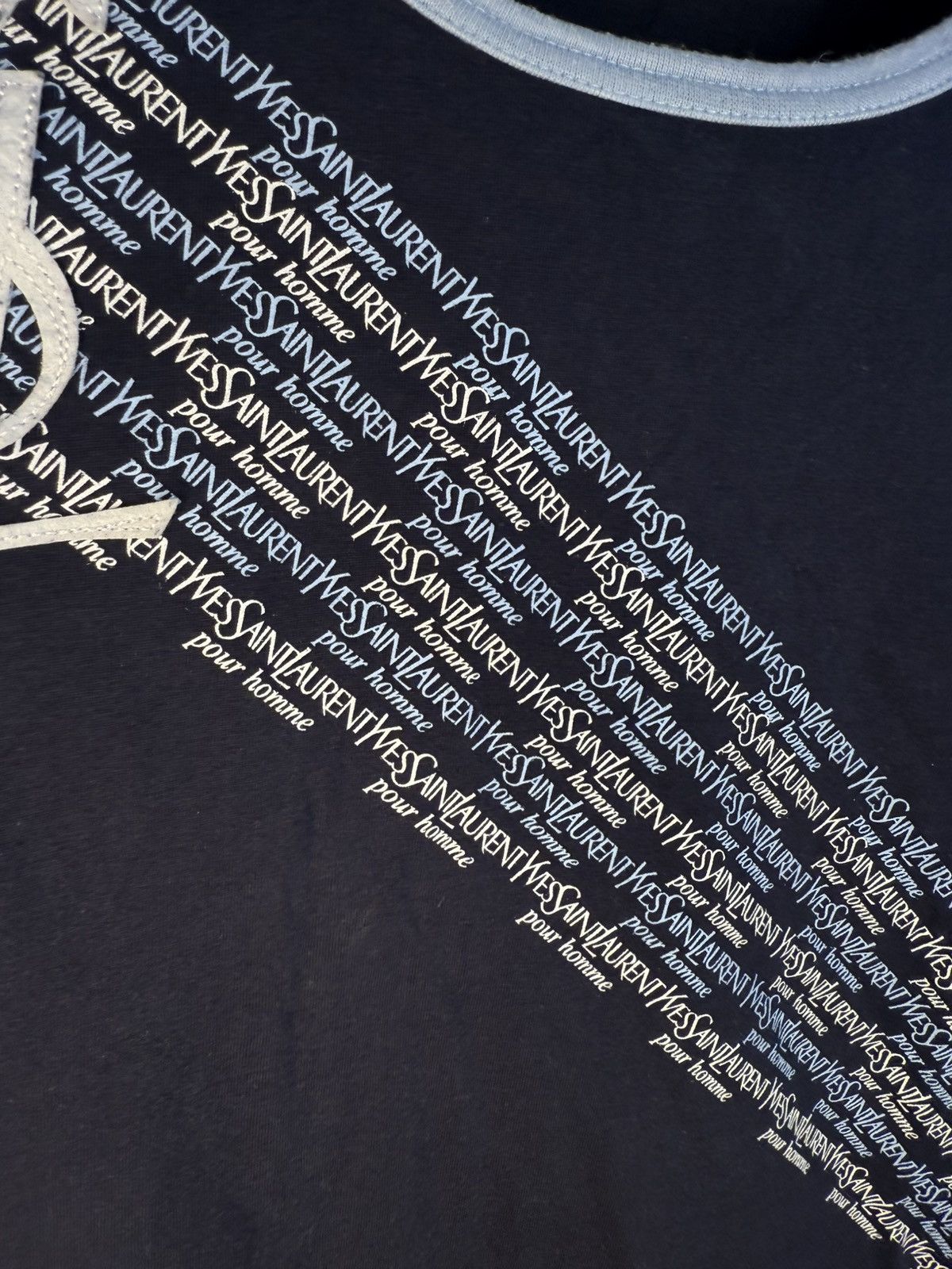 Yves Saint Laurent Navy YSL T-shirt Big Logo YSL Shirt Size US M / EU 48-50 / 2 - 9 Thumbnail