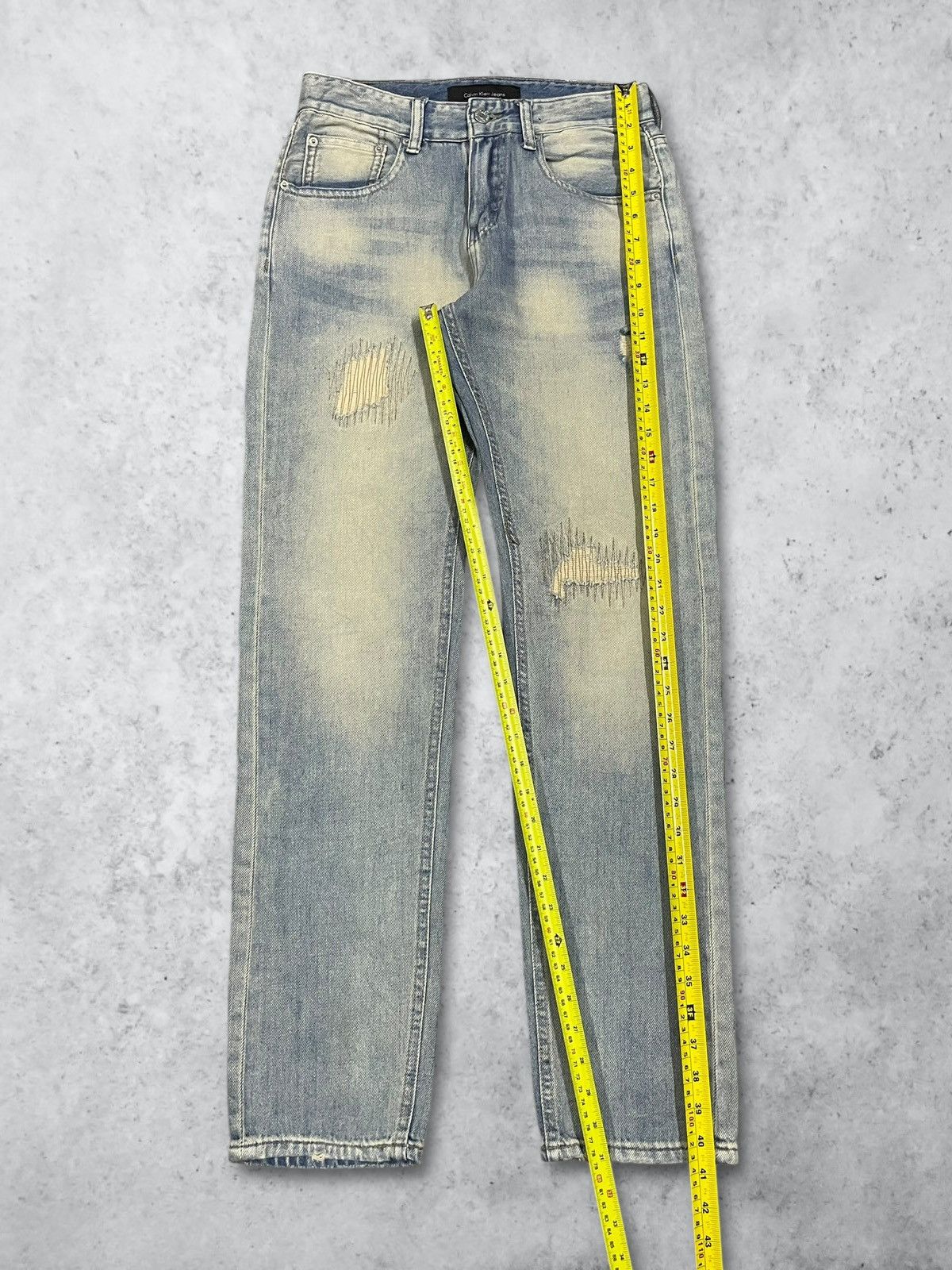 Calvin Klein Calvin Klein Faded Wash Sashiko Patches Y2K Straight Jeans Size US 29 - 15 Thumbnail