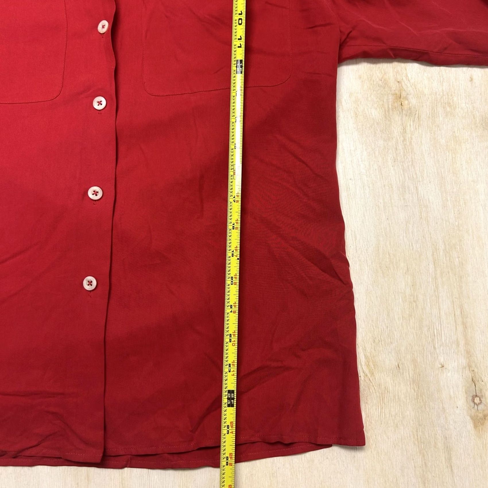Liz Claiborne VINTAGE Liz Claiborne Button Up Shirt Womens Medium Red Silk Long Sleeve Blouse Size M / US 6-8 / IT 42-44 - 4 Thumbnail
