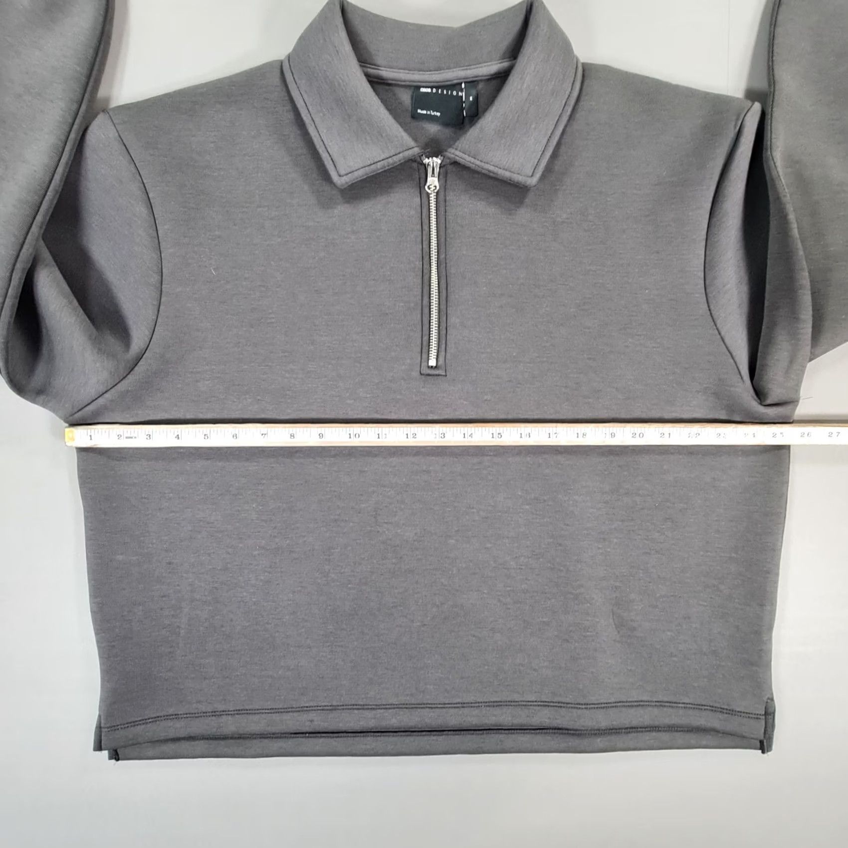 Asos ASOS Design Mens Sweatshirt Grey Medium Oversized Fit Zip Neck Collared Size US M / EU 48-50 / 2 - 5 Thumbnail