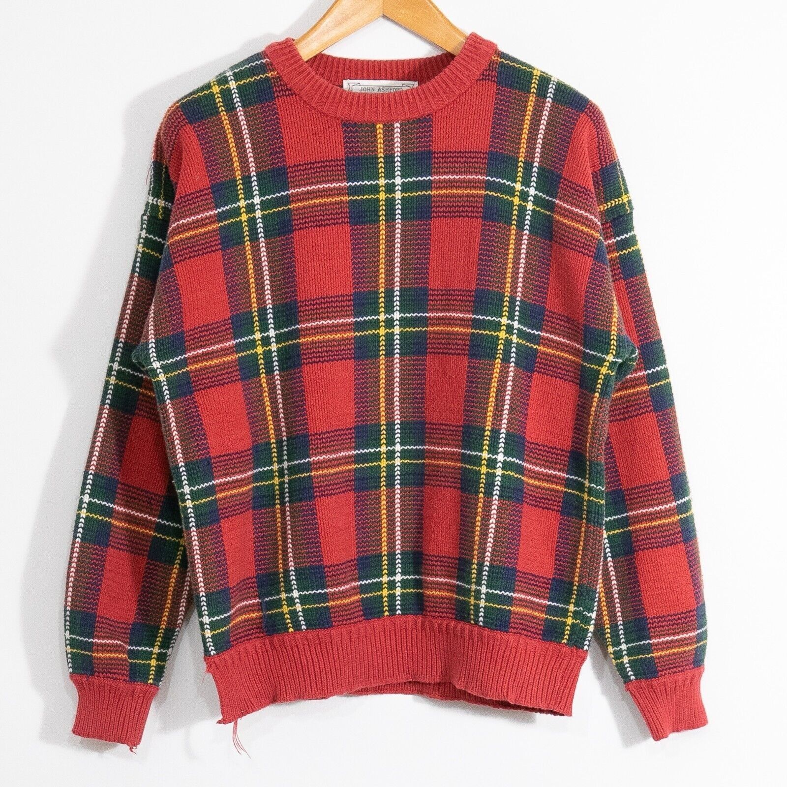 Vintage Vintage Tartan Plaid Cotton Knit Sweater Large - Distressed Size US L / EU 52-54 / 3 - 2 Thumbnail