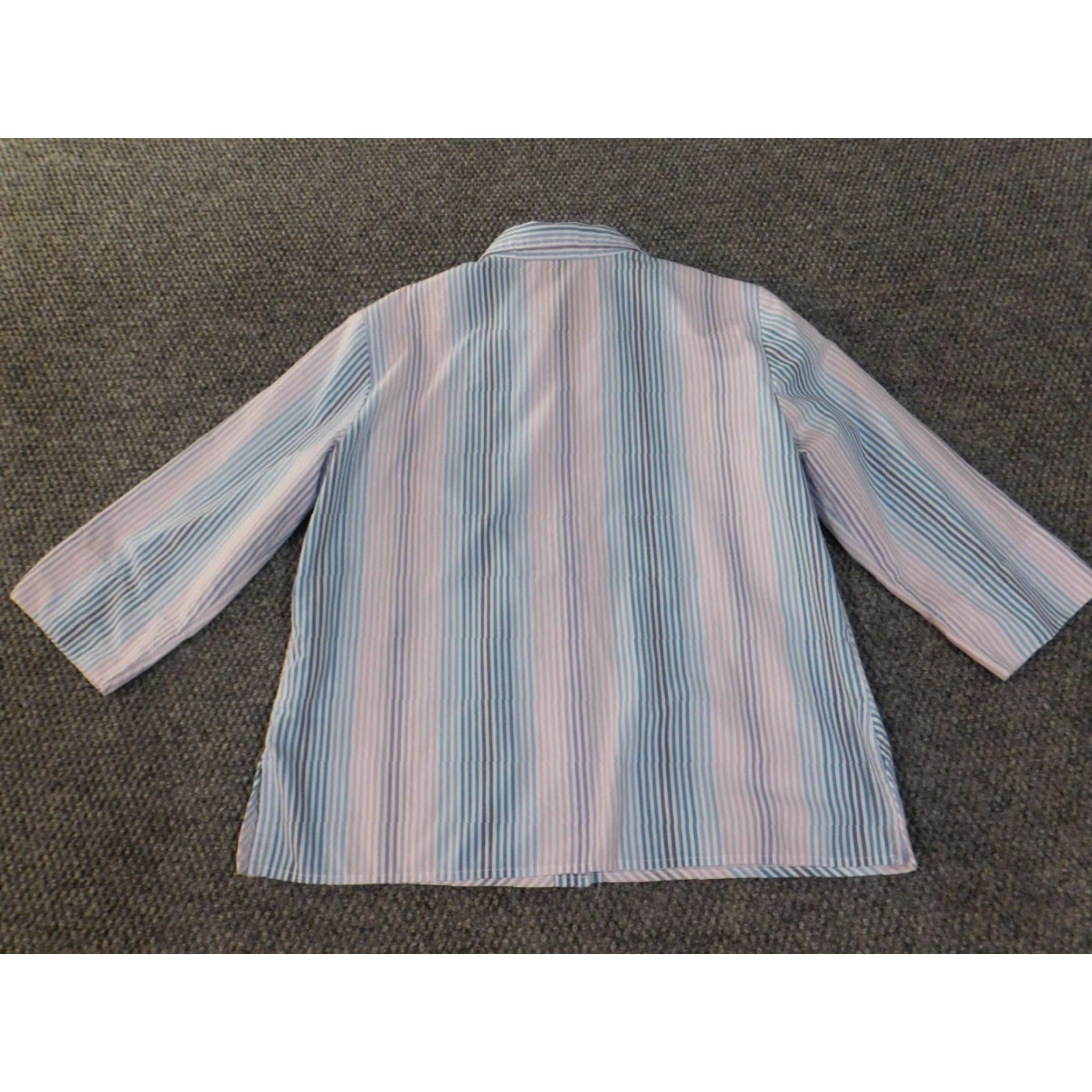 Vintage Alfred Dunner top Button-Up Shirt Petite PS Womens Blue Striped Collared Long Sleeve Polyester Regular Fit Size S / US 4 / IT 40 - 7 Thumbnail