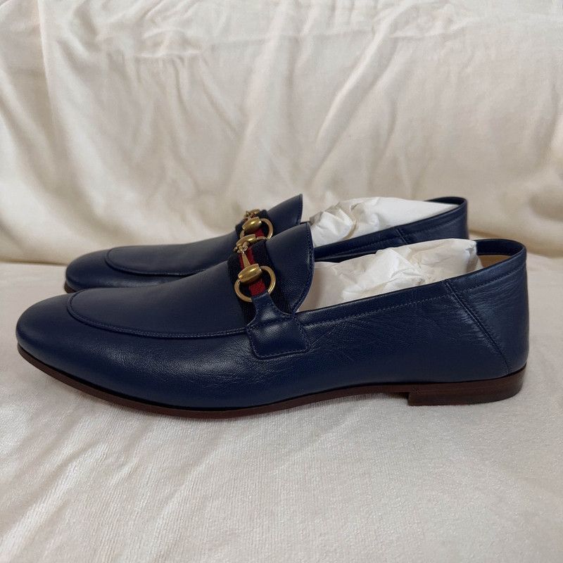 Gucci Leather Loafers with Horsebit and Web Strap -