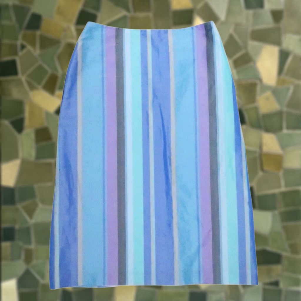 French Connection VINTAGE French Connection Skirt Midi Pencil Striped Blue High Rise 90s Womens Size 2 Size 26" / US 2 / IT 38 - 1 Thumbnail