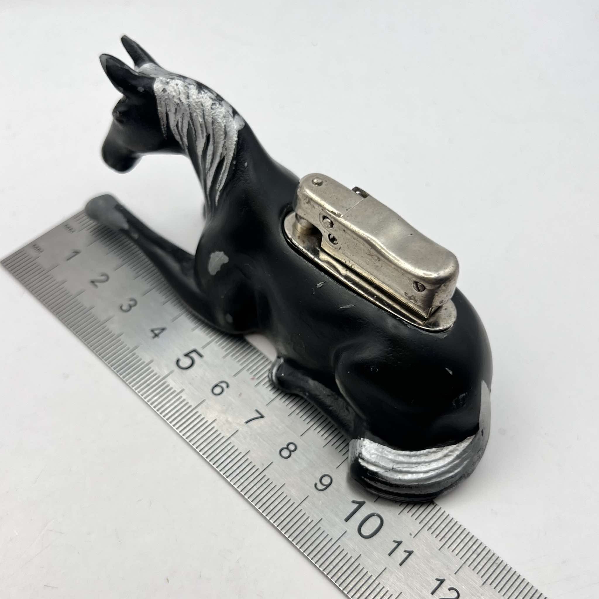 Vintage 1960's Vintage Desk Gasoline Lighter Horse Good Working Size ONE SIZE - 3 Thumbnail