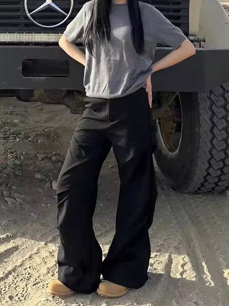 Jean × Vintage Y2k Pleated Black Suit Baggy Pants Size 27" / US 4 / IT 40 - 6 Thumbnail
