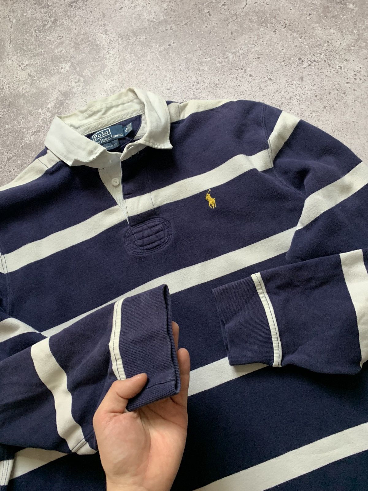 Polo Ralph Lauren × Vintage Vintage Ralph Lauren Rugby Striped Long sleeve Size US XL / EU 56 / 4 - 3 Thumbnail