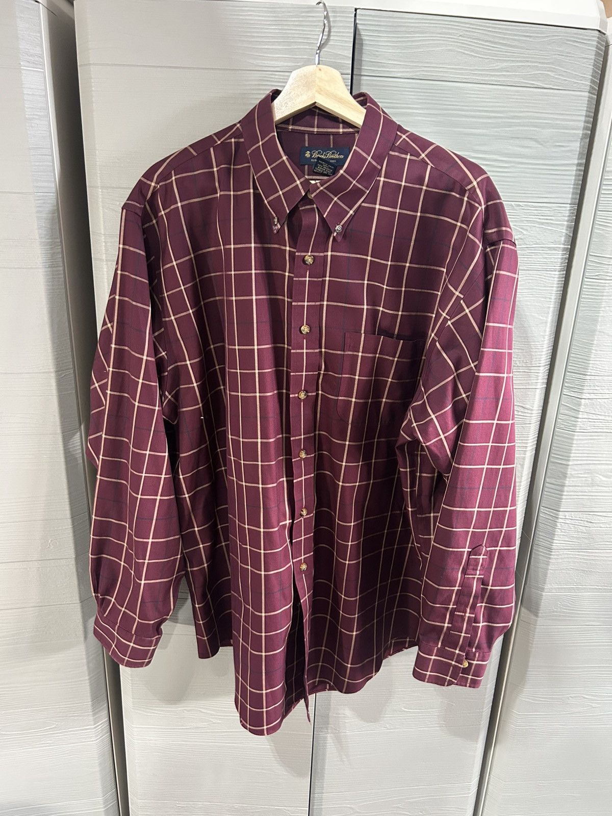 Brooks Brothers Brooks Bothers Plaid Maroon Button-Up Shirt Size US XL / EU 56 / 4 - 4 Thumbnail