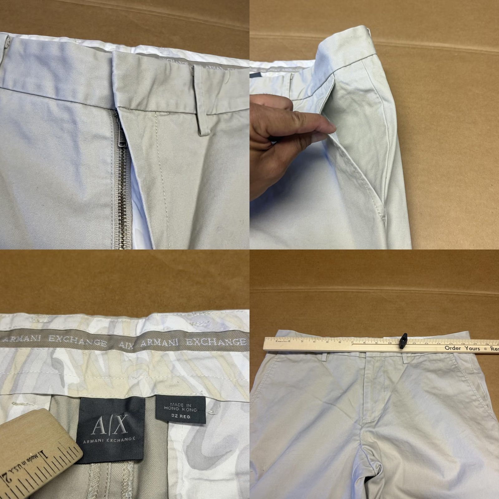 Armani Exchange Armani Exchange Pants Mens 33x30 Khaki Beige Chino Flat Front Straight Casual Size US 33 - 8 Thumbnail