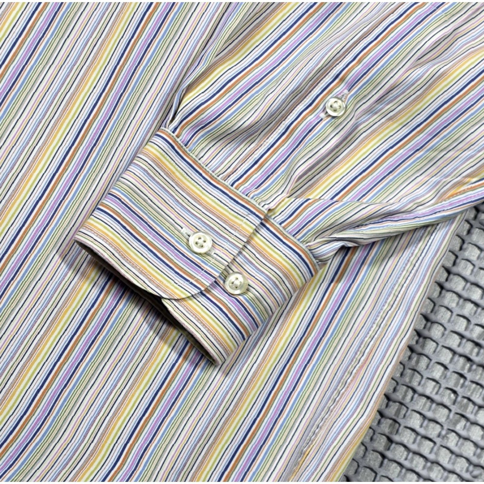 Canali Canali Mens Button Up Multicolor Stripe Dress Shirt Sz M Long Sleeve Italy Made Size 40R - 6 Thumbnail