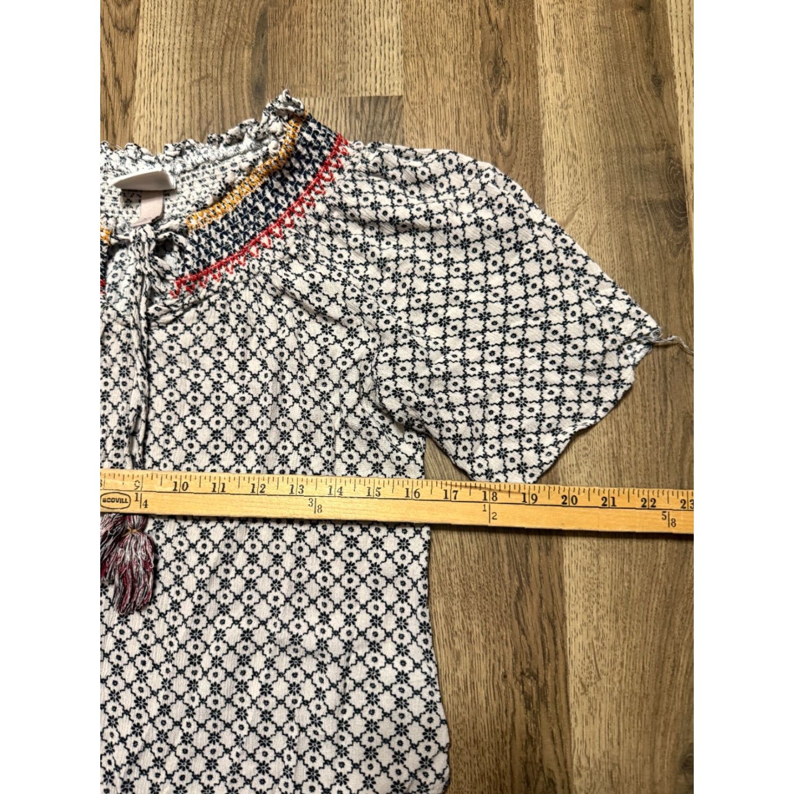 Vintage Knox Rose Blouse Womens XS White Orange Red Blue Allover Print Short Sleeve Regular Size XS / US 0-2 / IT 36-38 - 6 Thumbnail