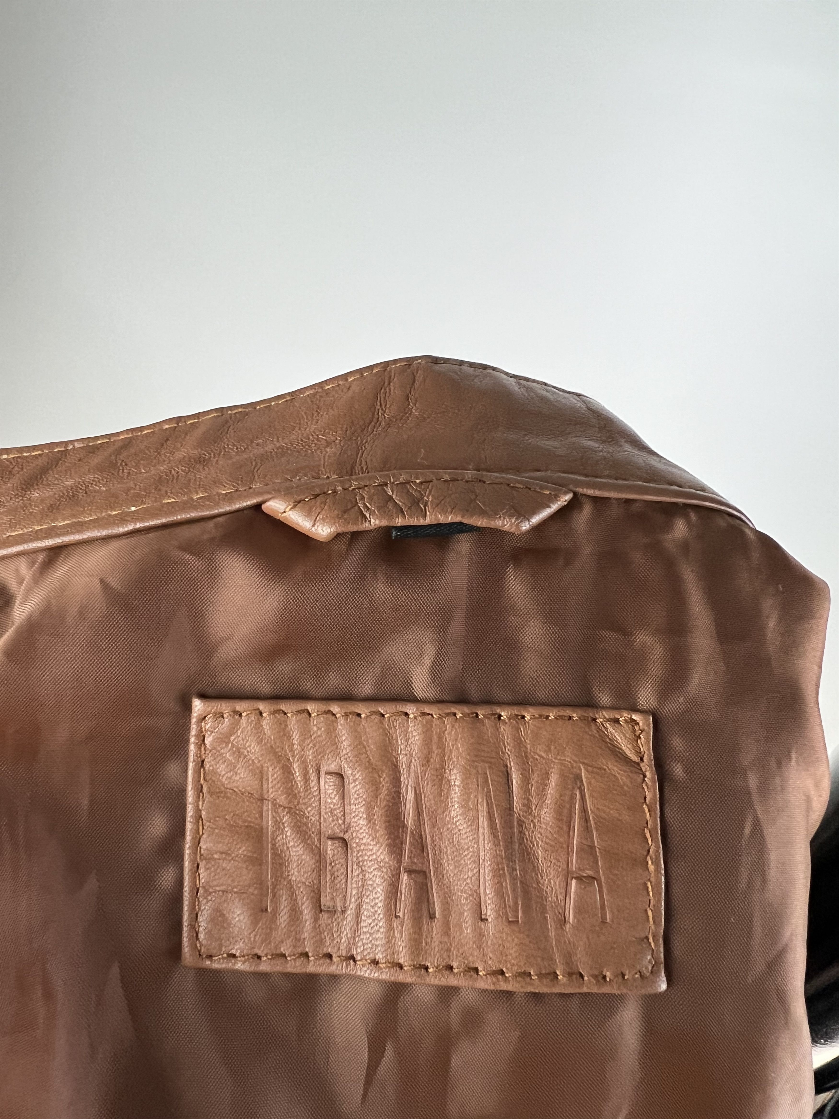 Designer Ibana Women's Brown Leather Biker Jacket Size 46 Size L / US 10 / IT 46 - 8 Thumbnail