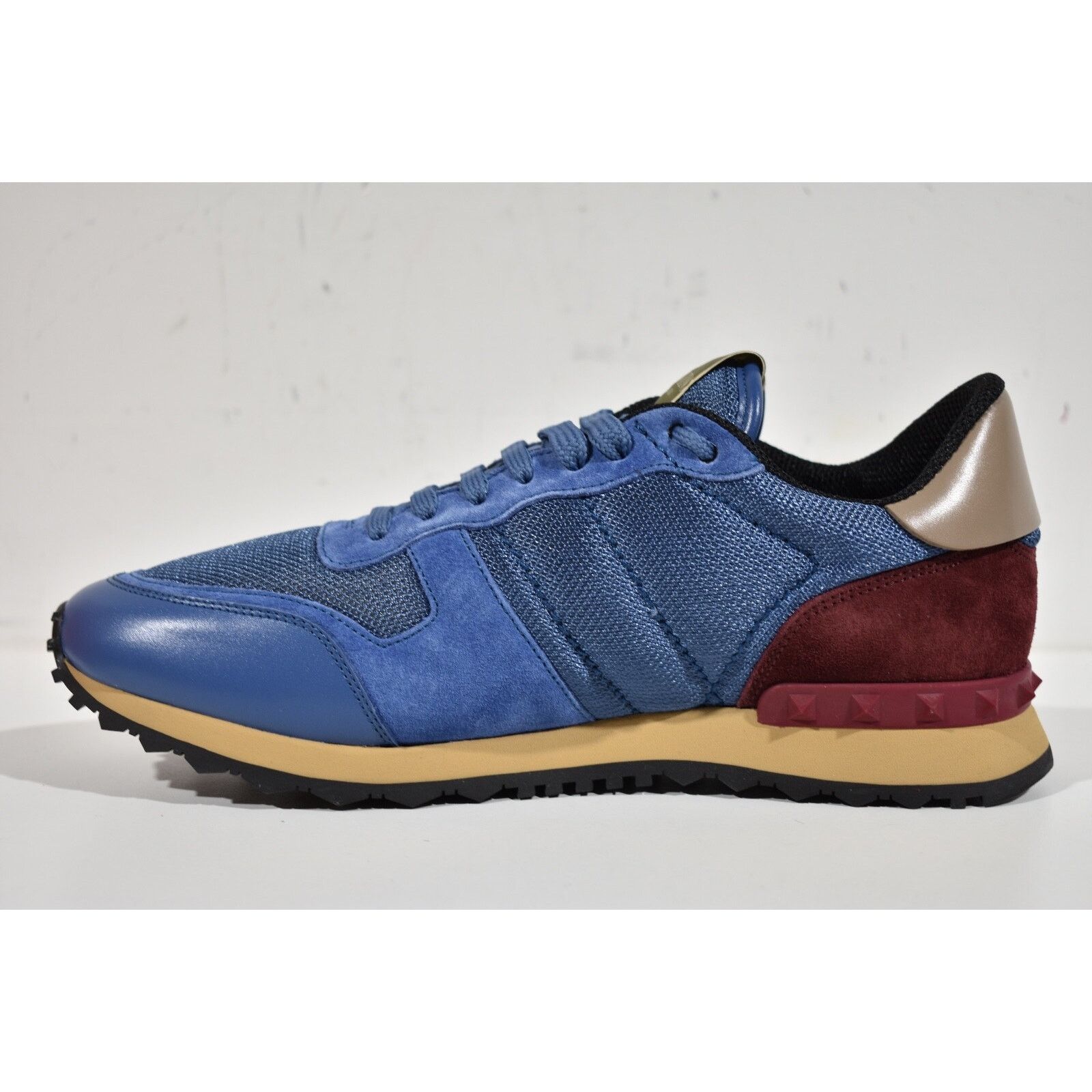 Valentino Valentino Rockstud Men Burgundy Blue Rockrunner Low Top Size US 9.5 / EU 42-43 - 7 Thumbnail