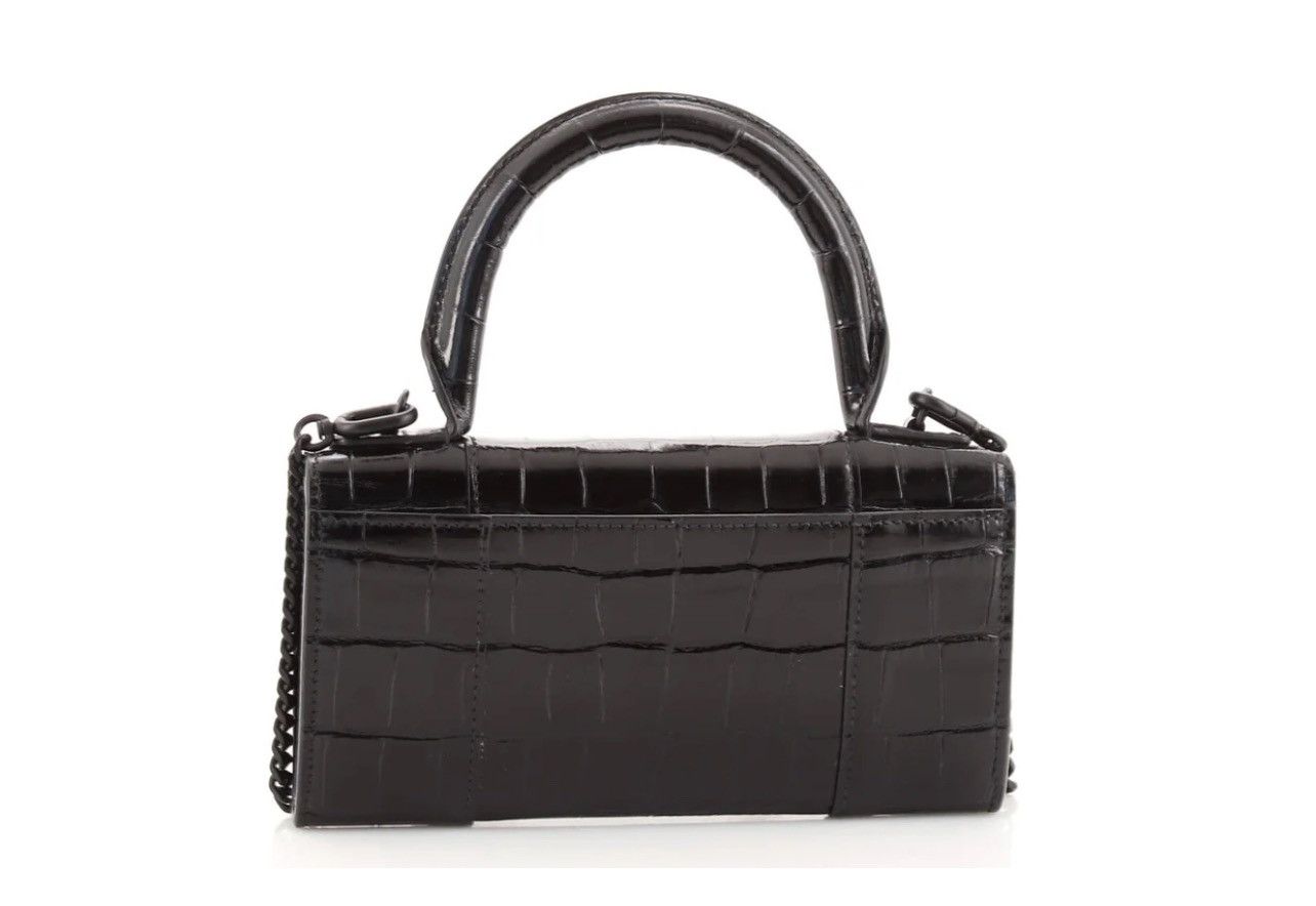 Balenciaga Hourglass Croc Embossed Leather Top Handle Bag Size ONE SIZE - 3 Thumbnail