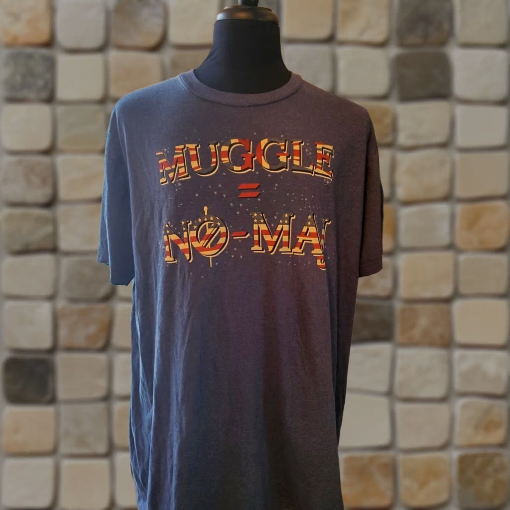 Vintage Fantastic Beasts T-Shirt Muggle No Maj Blue 2XL Mens Movie Size US XXL / EU 58 / 5 - 1 Thumbnail